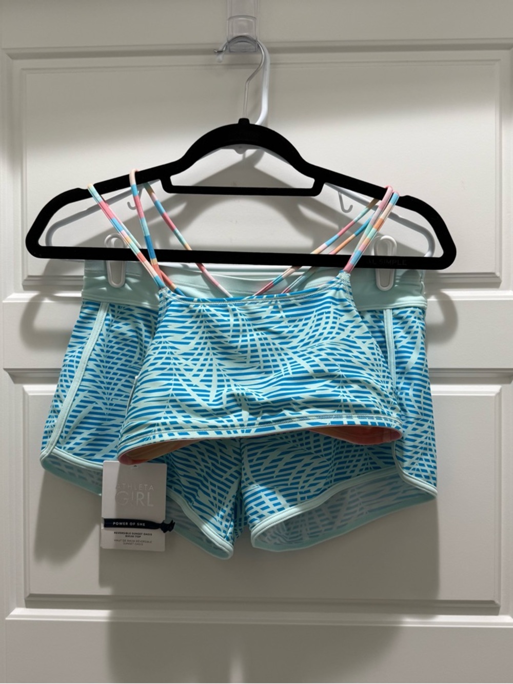 Athleta Girl NWT Reversible Sunset Oasis Bikini Top and Cannonball Shorts XXL